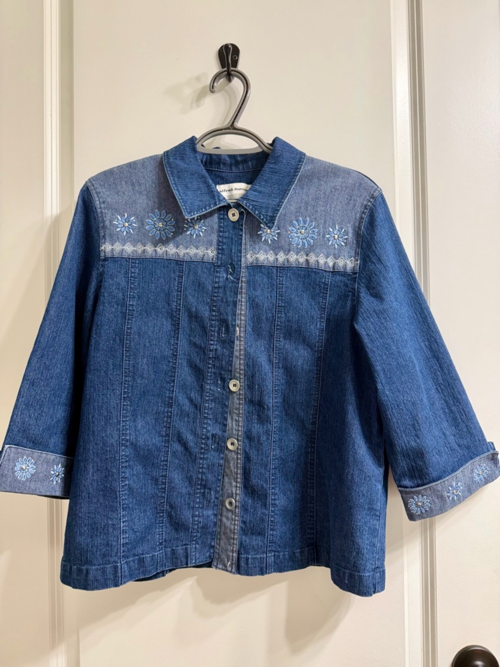 Alfred Dunner Dark Blue Denim Jacket sz 14 petite
